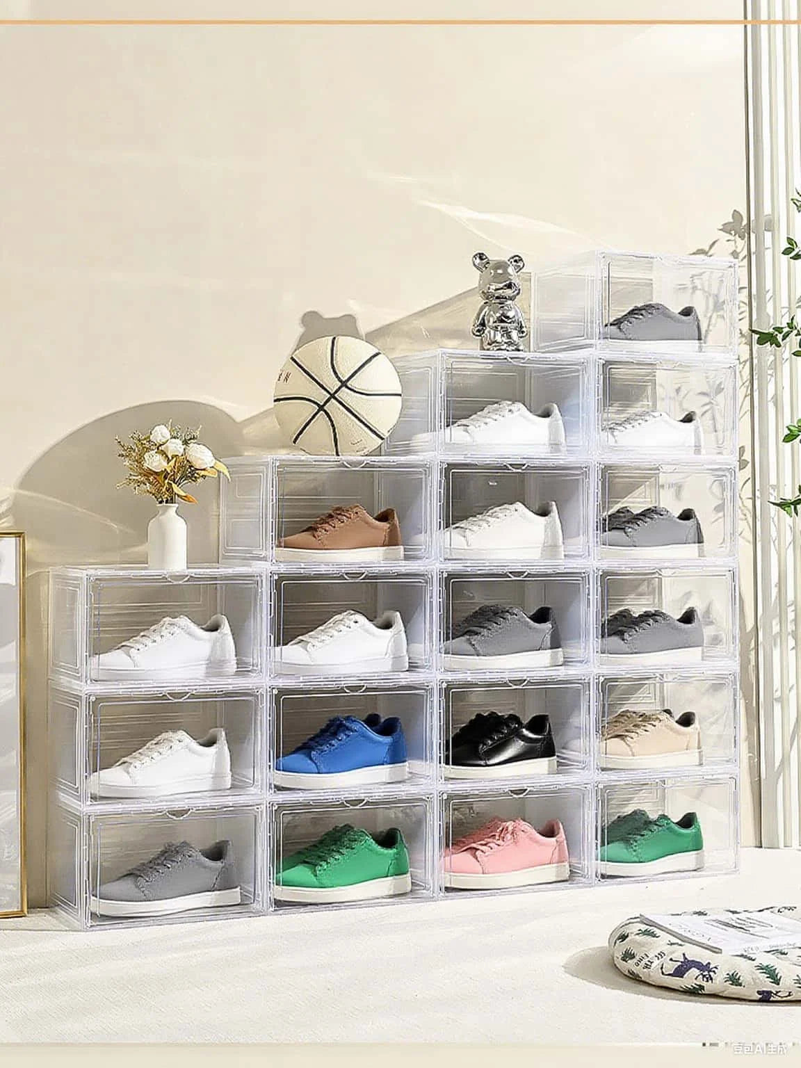 6/12 shoe box - foldable and freely combinable, dustproof and moisture-proof, space saving, and storage for miscellaneous items