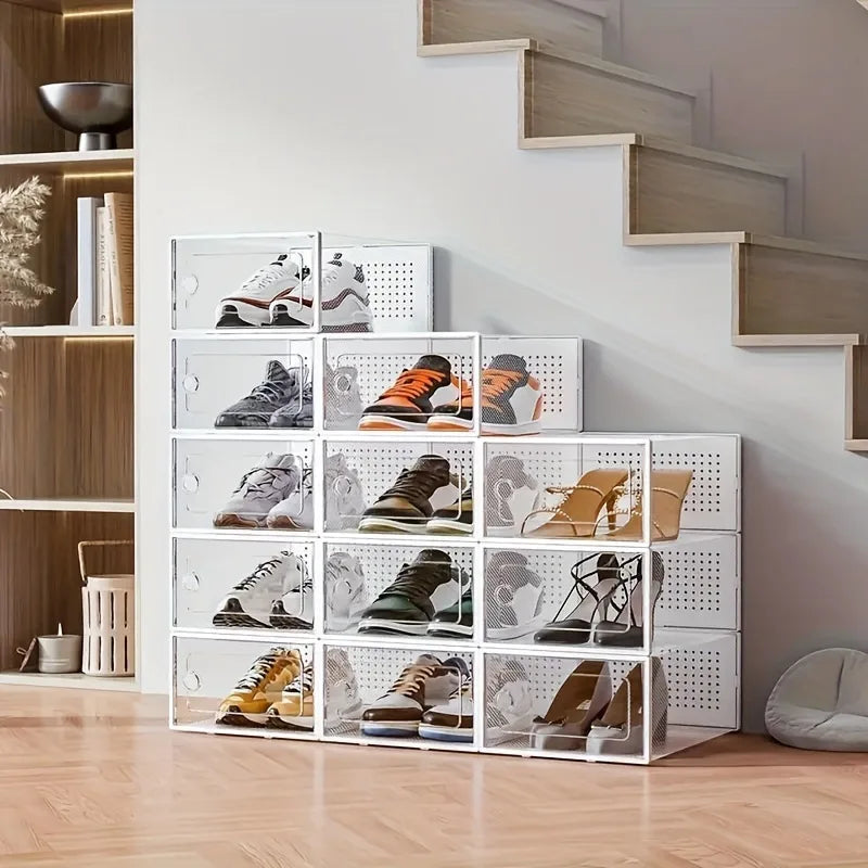 6/12 shoe box - foldable and freely combinable, dustproof and moisture-proof, space saving, and storage for miscellaneous items